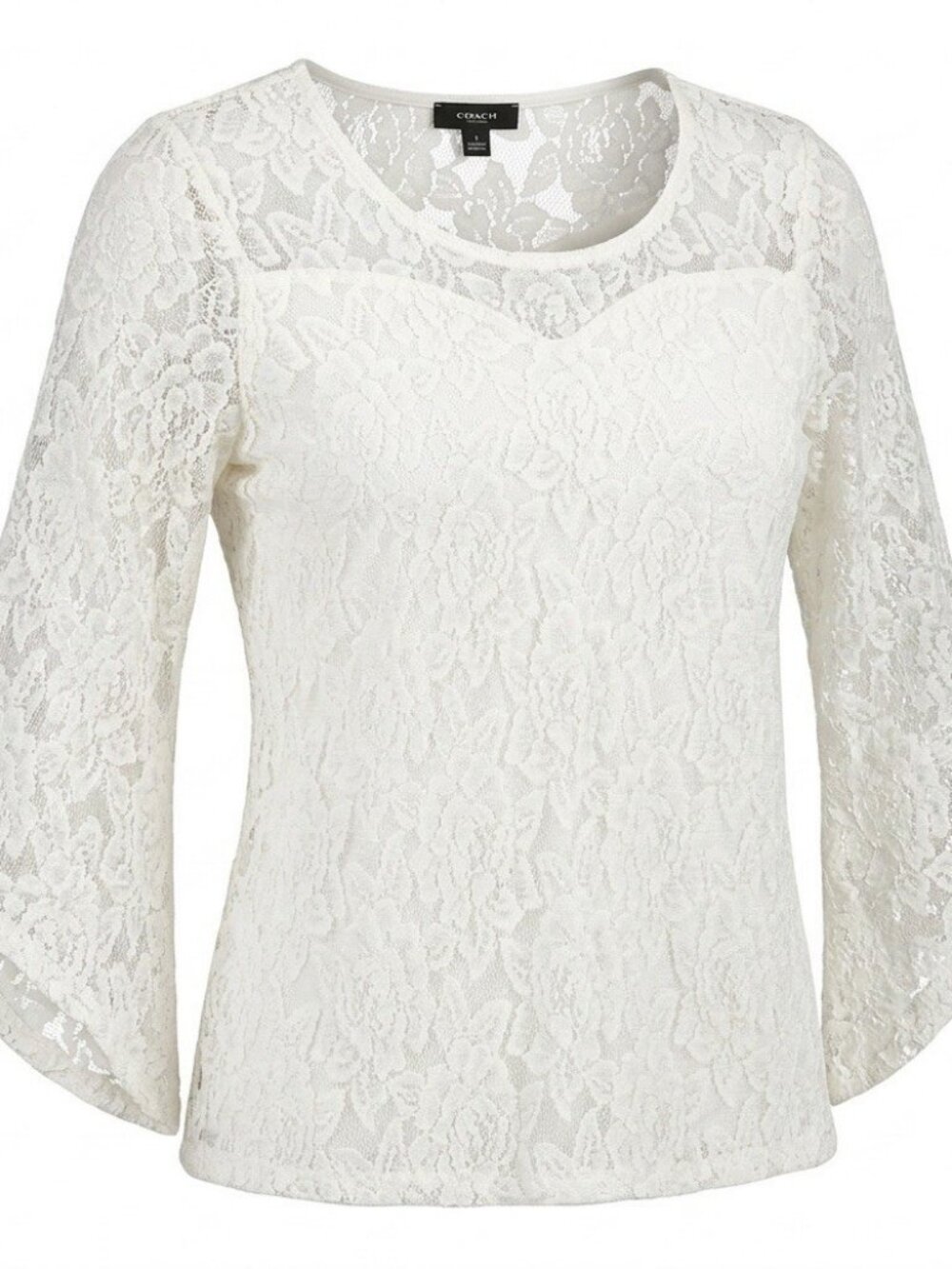 Espresso Womens Off White Lace Top Size L Flare Sleeve Romantic Fairy BOHO